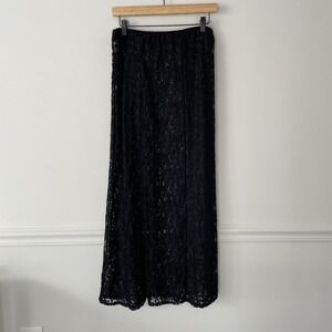 Y2K Black Floral Lace Maxi Skirt Overlay Size M ? Whimsigoth Fairy Grunge Witchy
